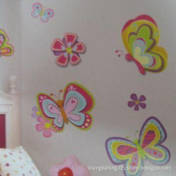 Removable 3-D Glitter Wall Sticker for Kids, with UV and CMYK Print, EN71-certified